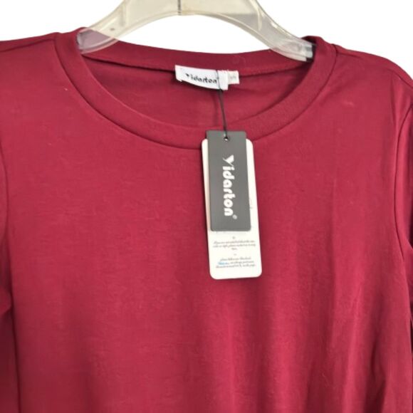 Yidarton Woman's S Comfy Twist Knot Front Long Sleeve Fall Red T Shirt #Y - Picture 4 of 6